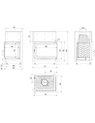 Kominek powietrzny żeliwny ZUZIA ECO prawy BS 12 kW  200 DECO