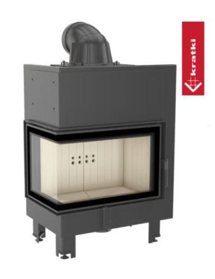 Kominek powietrzny stalowy KRATKI MBM BS 10 kW FI 200 gięta szyba