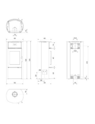 Piec stalowy koza FALCON W fi 150 10 kW wnęka na drewno