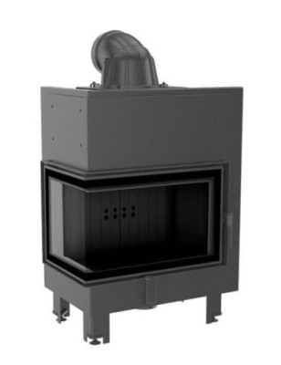 Kominek powietrzny KRATKI MBM BS 10 kW FI 200 gięta szyba czarne wyłożenie