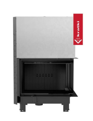 Kominek powietrzny KRATKI MBM BS 10 kW FI 200 Gilotyna gięta szyba czarne wyłożenie