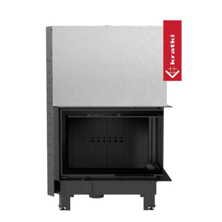 Kominek powietrzny KRATKI MBM BS 10 kW FI 200 Gilotyna gięta szyba czarne wyłożenie