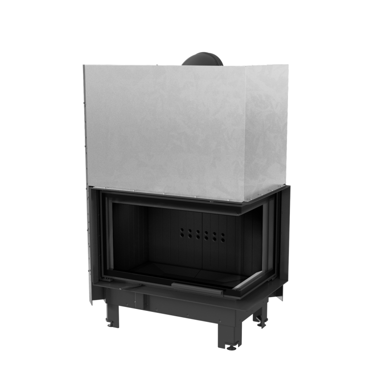 Wkład kominkowy MBO 15 kW prawy BS gilotyna szkło gięte Black Wkład kominkowy MBO 15 kW prawy BS gilotyna szkło gięte Black