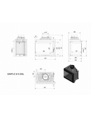 KOMINEK POWIETRZNY SIMPLE LEWY BS 8 KW fi 150