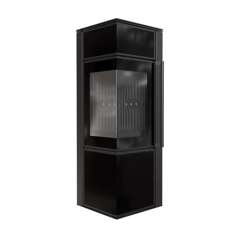 Piec stalowy koza TORA/S 8 kW fi 150 czarny panel szklany czarne wyłożenie Piec stalowy koza TORA/S 8 kW fi 150 czarny panel szklany czarne wyłożenie