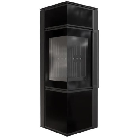 Piec stalowy koza TORA/S 8 kW fi 150 czarny panel szklany czarne wyłożenie