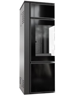 Piec stalowy koza TORA/S 8 kW fi 150 czarny panel szklany czarne wyłożenie