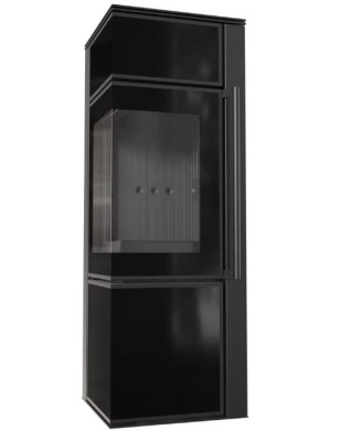 Piec stalowy koza TORA/S 8 kW fi 150 czarny panel szklany czarne wyłożenie