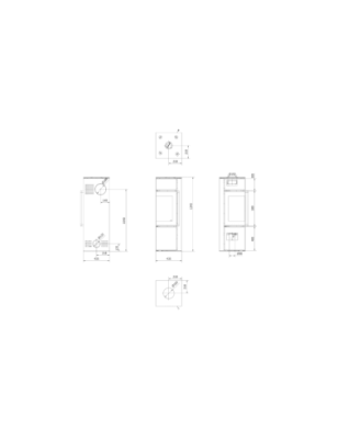 Piec stalowy koza TORA/S 8 kW fi 150 czarny panel szklany czarne wyłożenie