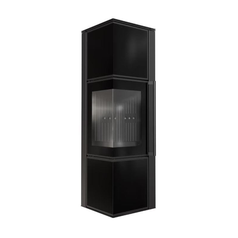 Piec stalowy koza TORA/M 8 kW fi 150 czarny panel szklany czarne wyłożenie Piec stalowy koza TORA/M 8 kW fi 150 czarny panel szklany czarne wyłożenie