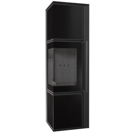 Piec stalowy koza TORA/M 8 kW fi 150 czarny panel szklany czarne wyłożenie
