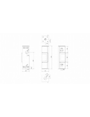 Piec stalowy koza TORA/M 8 kW fi 150 czarny panel szklany czarne wyłożenie