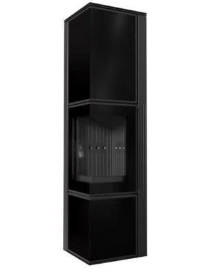Piec stalowy koza TORA/L 8 kW fi 150 czarny panel szklany czarne wyłożenie