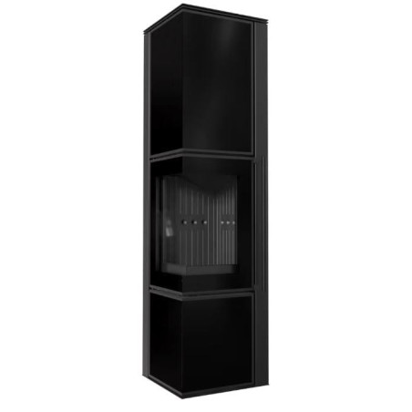 Piec stalowy koza TORA/L 8 kW fi 150 czarny panel szklany czarne wyłożenie
