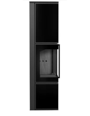 Piec stalowy koza TORA/L 8 kW fi 150 czarny panel szklany czarne wyłożenie