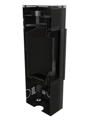 Piec stalowy koza TORA/L 8 kW fi 150 czarny panel szklany czarne wyłożenie
