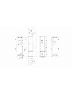 Piec stalowy koza TORA/L 8 kW fi 150 czarny panel szklany czarne wyłożenie