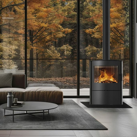 Piec stalowy koza AB/S/2/ROLLO fi 150 10 kW czarne wyłożenie