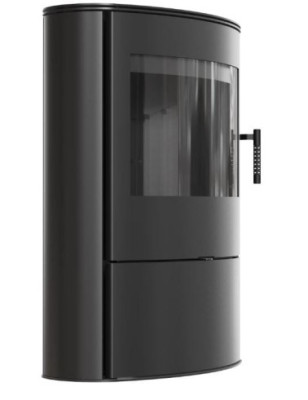Piec stalowy koza AB/S/2/ROLLO Ø 150 8 kW czarne wyłożenie ZESTAW RUR