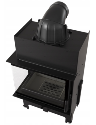 Kominek powietrzny wkład kominkowy FLOKI S LEWY 8 KW Ø 160 BLACK KOMPLET MONTAŻOWYY