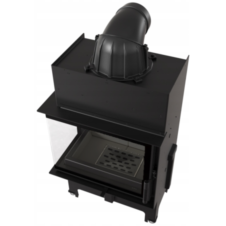 Kominek powietrzny wkład kominkowy FLOKI S LEWY 8 KW Ø 160 BLACK KOMPLET MONTAŻOWYY