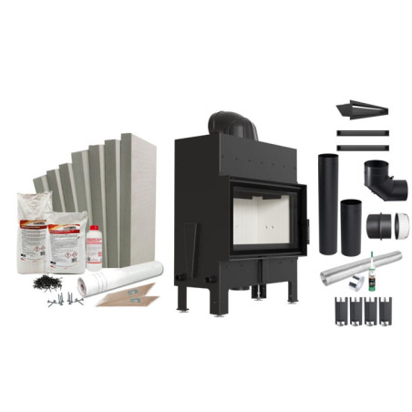 Kominek powietrzny wkład kominkowy FLOKI M 10 KW Ø 200 CAŁY ZESTAW