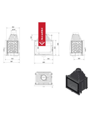 Kominek powietrzny żeliwny KRATKI ZOSIA DECO 12kW ? 200