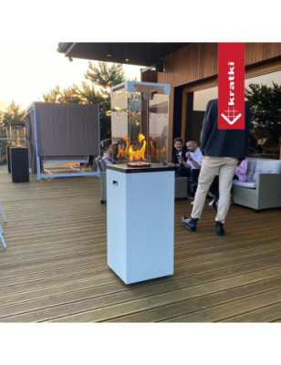 Ogrzewacz gazowy kominek ogrodowy na taras PATIO SLC biały +  POKROWIEC ??GRATIS ??
