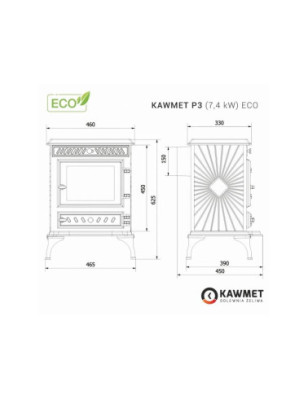 Piec  żeliwny wolnostojący KAWMET KOZA P3 (7 4 kW) ECO