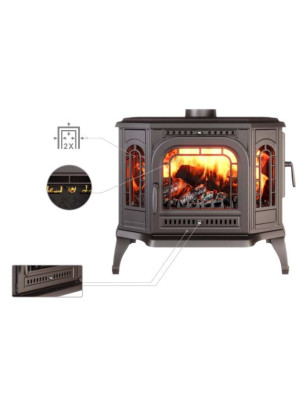 Piec wolnostojący żeliwny KAWMET P7 PB (10 5 kW) ECO z bocznym załadunkiem