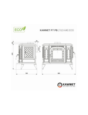 Piec wolnostojący żeliwny KAWMET P7 PB (10 5 kW) ECO z bocznym załadunkiem