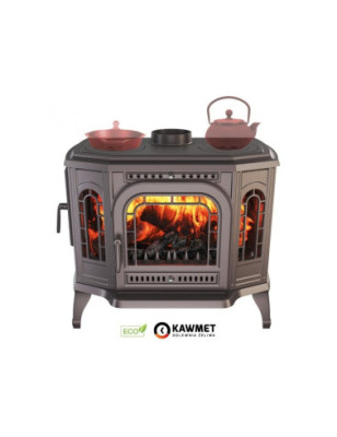Piec wolnostojący KAWMET P7 (10 5 kW) CookTop LB ECO z załadunkiem bocznym i fajerkami do gotowania