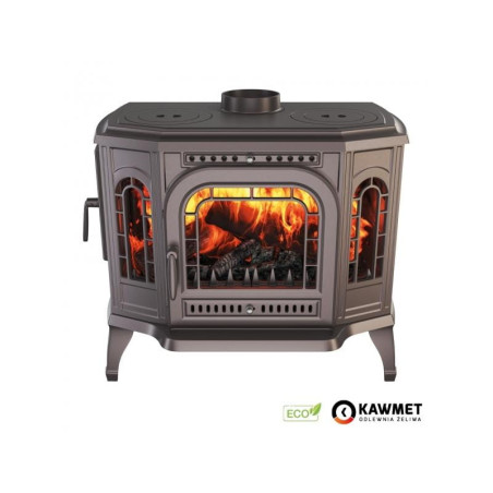 Piec wolnostojący KAWMET P7 (10,5 kW) CookTop LB ECO z załadunkiem bocznym i fajerkami do gotowania