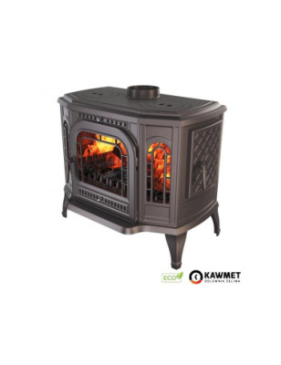 Piec wolnostojący KAWMET P7 (10,5 kW) CookTop PB ECO z bocznym załadunkiem i fajerkami do gotowania