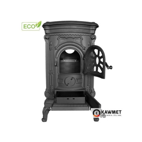 Piec żeliwny wolnostojący KAWMET KOZA P9 (8 kW) ECO bogato zdobiony z płytą grzewczą