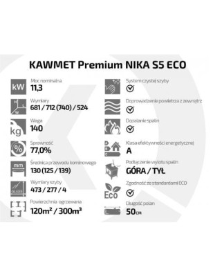 Piec wolnostojący KAWMET Premium NIKA S5 ECO