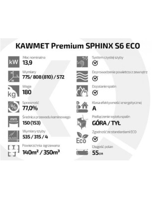 Piec wolnostojący KAWMET Premium SPHINX S6 ECO
