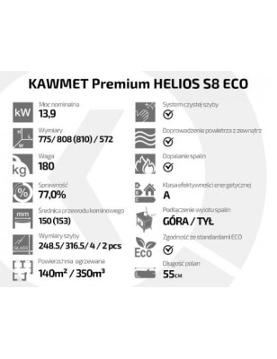 Piec wolnostojący KAWMET Premium HELIOS S8 ECO
