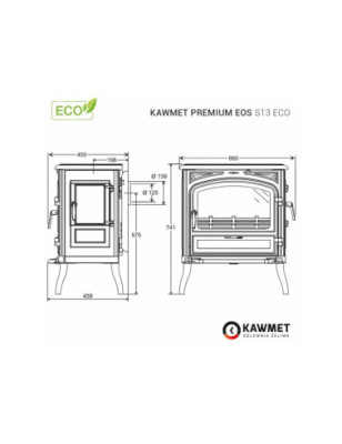 Piec wolnostojący KAWMET Premium EOS S13 ECO z bocznym załadunkiem