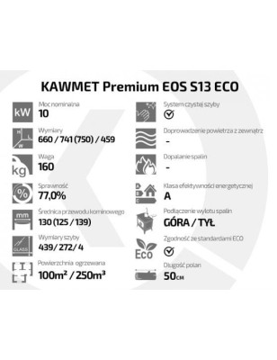 Piec wolnostojący KAWMET Premium EOS S13 ECO z bocznym załadunkiem