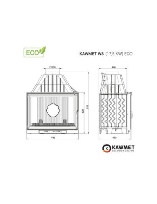 Wkład kominkowy żeliwny W8 (17 5 kW) ECO