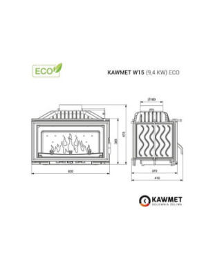 Wkład kominkowy żeliwny W15 (9 4 kW) ECO