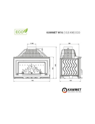 Wkład kominkowy żeliwny W16 (13 5 kW) ECO