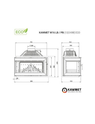 Wkład kominkowy żeliwny W16 PB (13 5 kW) ECO