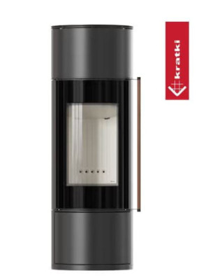 Piec wolnostojący KRATKI AMBLER fi 150 7 kW klamka z drewna Jatoba