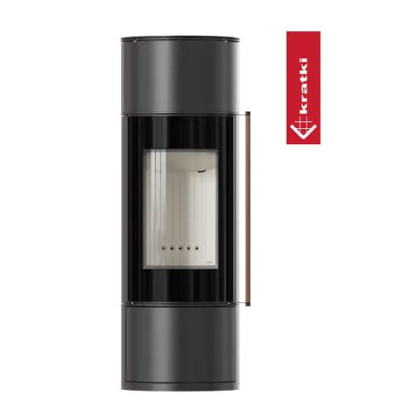 Piec wolnostojący KRATKI AMBLER fi 150 7 kW klamka z drewna Jatoba