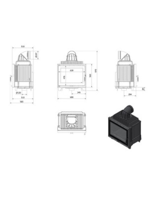 Kominek powietrzny żeliwny KRATKI FRANEK DECO 12 kW fi 200