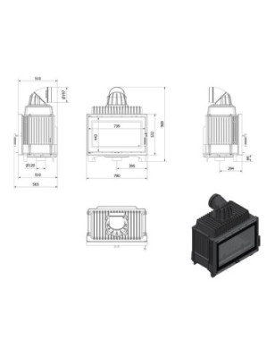 Kominek powietrzny żeliwny KRATKI FRANEK DECO 14 kW
