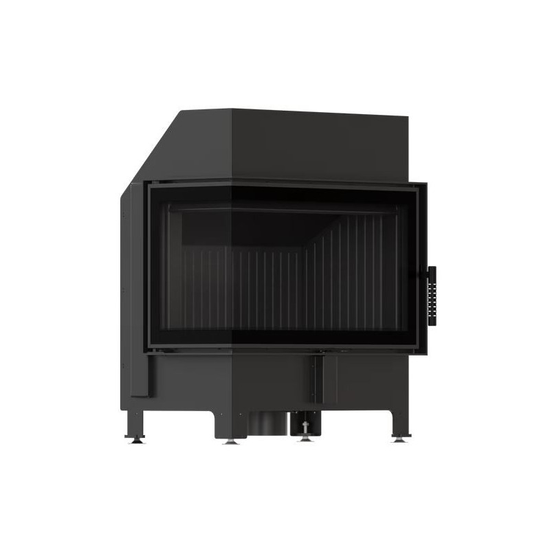 Kominek KRATKI ZIBI ECO 9,9 kW fi 180 narożny lewy z czarnym wyłożeniem