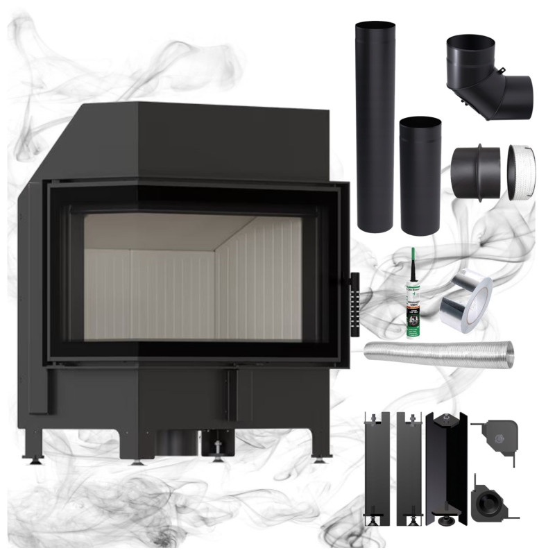 Kominek KRATKI ZIBI ECO 9,9 kW Ø 180 narożny ZESTAW